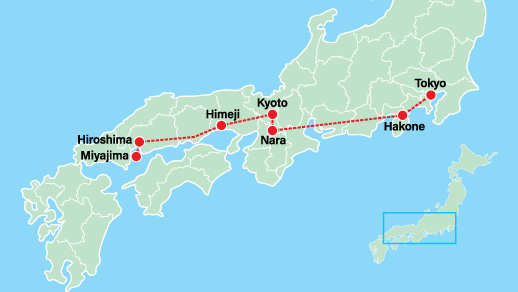 Japan Private Tour with Anime 11 Days Map