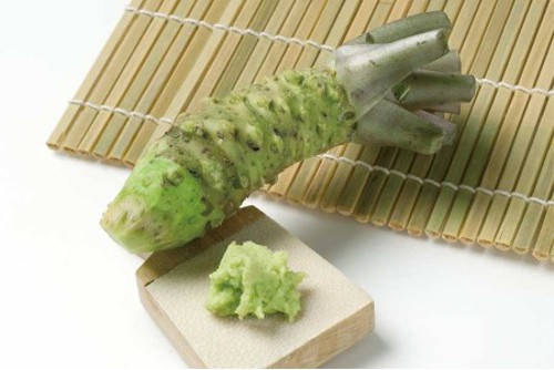 Wasabi-Japanese horseradish that accompanies sushi and sashimi