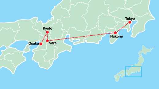 Highlights of Japan Tour Map