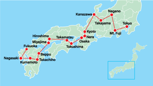 Takayama & Grand Tour of Japan 17 Days-Tokyo-Lake Kawaguchi-Nagano-Takayama-Kanazawa-Nara-Kyoto-Himeji-Hiroshima-Miyajima-Nagasaki-Kumamoto-Takachiho-Dogo-Tokushima-Ritsurin Garden-Osaka