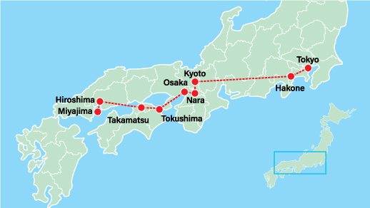 Highlights of Japan 10 Days-Tokyo-Mt Fuji-Hakone-Nara-Kyoto-Takamatsu-Hiroshima-Miyajima