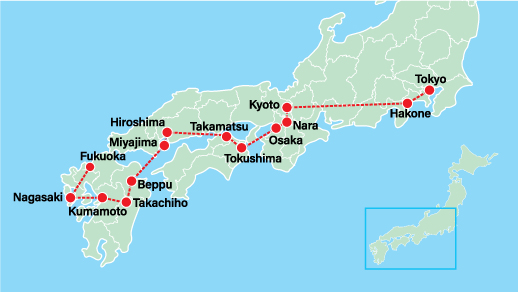 Grand Tour of Japan Ⅰ-Tokyo-Hakone-Nara-Kyoto-Tokushima-Takamatsu-Hiroshima-Miyajima-Nagasaki-Kumamoto-Takachiho-Oita-Saga-Fukuoka-Osaka